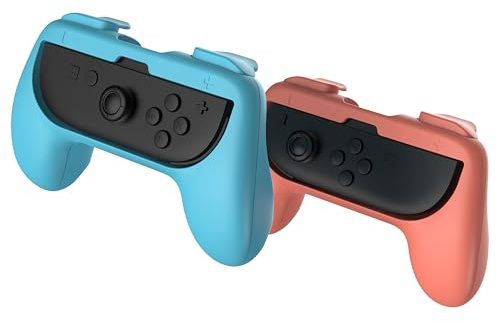 Subsonic - Subsonic Pack 2 grepp grepp för Joy-con för Nintendo Switch och Nintendo Switch 2 blå och röd | Blå och röd färg - Levereras med adapter för användning på Nintendo Switch