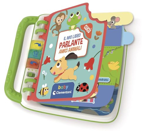 Clementoni Baby Libro Parlante Amici Animali, Gioco Educativo Bambini 12+ Mesi, Centro attività Prima Infanzia per Imparare Numeri, Colori, Forme, Versi degli Animali, Lingua Italiana, 17550