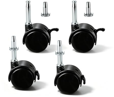 Letrushare 4pcs M8 Grip Neck Stem Caster Wheels 1.5 Inch Swivel Casters with Locking Brakes and Friction Stem Mounts Small Rollers Castor Replacement for Furniture Shelf Cabinet Table Desk Chair cart