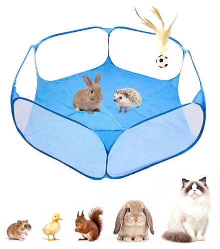 Parc pour petits animaux avec jouets pour animaux de compagnie, parc pour chiots, tente pop-up étanche, pliable, clôture de jardin portable pour cochons d'Inde, lapins, hamsters, chinchillas et