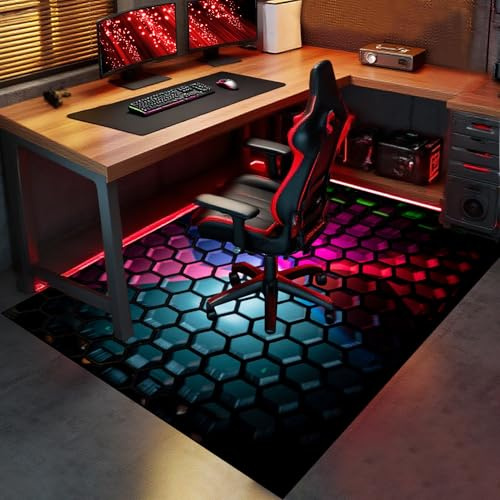 Alfombra para Silla Gaming, Alfombra para Silla de Escritorio 70 x 100 cm, Alfombrilla para Silla de Oficina, Alfombra Protectora Suelo Silla Ruedas, Alfombra Gamer Antideslizante Oficina y Hogar