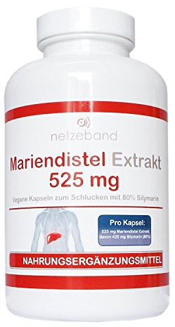 Mariendistel Extrakt 525 mg - 80% Silymarin (420mg) - 200 vegetarische Kapseln - frei von Trennmitteln und Füllstoffen