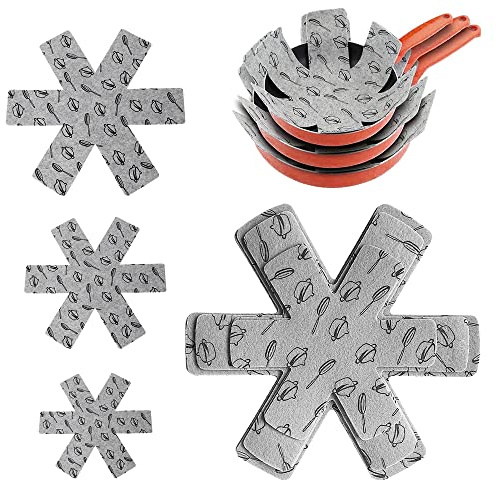 JTDEAL 9 Pcs Pot and Pan Protectors 3 Different Sizes Pan Separators Pads Anti-Scratch Pan Pot Protectors Non-Slip Pot Dividers Pads Stacking Pan Protectors for Protecting and Separating Pot and Pan