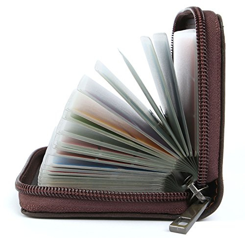 AirZyx Porte Cartes de Crédit Femme Homme Cuir Protecteur RFID 26 Fentes Coloré (Cuir Spécial Marron)