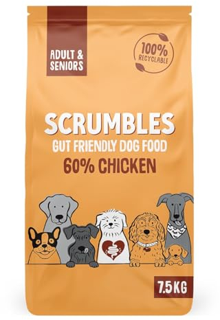 Scrumbles Natural Dry Dog Food, Gluten Free Recipe With Fresh Chicken, For Adults And Senior Breeds, 7.5Kg Bag