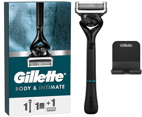 Gillette Body and Intimate Razor for Men, Razor for Pubic Hair, Gentle and Easy to Use, 1 Handle + 1 Razor Blade Refill