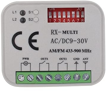 Universal empfänger kompatibel mit Sommer 4796V000, 4796V001, 4796V002, 4754V001, 4754V000, 4757V001 868,8 MHz Empfänger. 2-Kanäle Funkempfänger 433-868mhz. Rolling/Fixed Code 12 – 24 VAC/DC