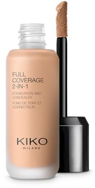 KIKO Milano Full Coverage 2-in-1 Foundation & Concealer, Base De Maquillaje Y Corrector 2 En 1, Alta Cobertura, N37 Neutral 37