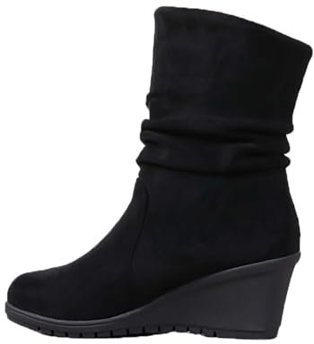 Stiefeletten Damen Mit Absatz Elegant - Wildlederstiefel Keilabsatz Halbstiefel Halbschaft Schlupfstiefel Halbhohe Boots Stilettos Kurzschaft Stiefel Boots Einfarbig Damenstiefel