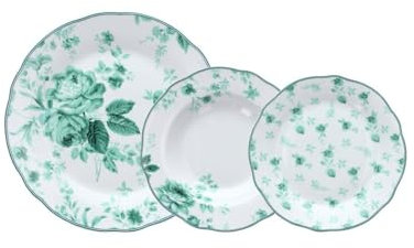 Wintem Servicio de platos de porcelana de 18 piezas con platos llanos, hondos y para postres, ideal para ocasiones especiales o para uso diario – Juego de platos para 6 personas – Blanco con flores