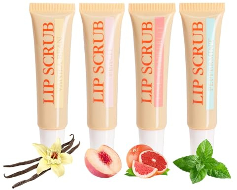 Exfoliante exfoliante labial, kit exfoliante labial, exfoliante de labios hidratante y exfoliante para labios – 4 productos hidratantes para el cuidado de los labios, juego de exfoliantes de labios
