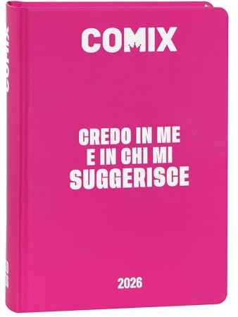 COMIX Online Exclusive 16 månaders dagbok, skoldagbok 2025–2026, med hårt fodral, perfekt för gymnasiet och högskolan, 13 x 17,8 cm, röd