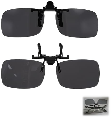 Hawpasy 2PCS Lunettes de Soleil Polarisées 62x41mm Clip Solaire pour Lunettes de Vue UV400 Clips Lunettes de Soleil Femme et Homme Idéal pour Conduite, Plein Air, Cyclisme, Pêche, Randonnée