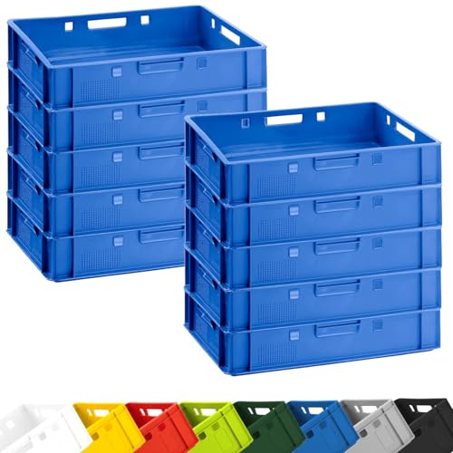 Fleischkiste E1 60x40x12,5 cm Blau Eurobox Stapelkiste 10er Set Lagerbox