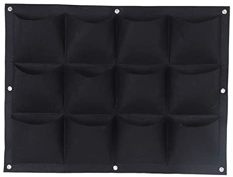 Ldafava 12 tasche pianta per coltivazione sacca verticale a muro di piantatrice da giardino contenitore degradabile in feltro ecologico materiale per esterno esterno giardinaggio nero (Nero)