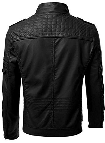 Leather Jacket Men's Brown Slim Fit Motorcycle Jacket Men's Leather Black Retro Fashionable Leisure Jacket Comfortable Cargo Jacket with Zip Leather Jacket Vintage Cycling Jacket Punk Goth Motorcycle