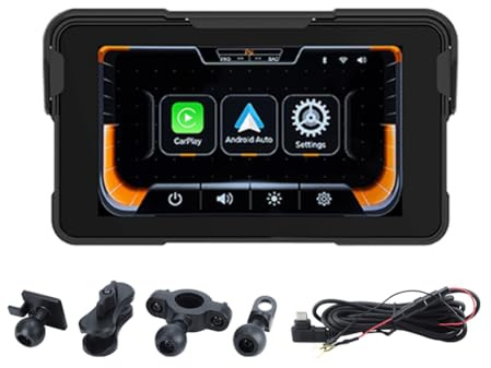 Uxsjakjsd Pantalla de Navegación Digital Portátil para Motocicleta con CarPlay Moto Android Auto de 5.0 Pulgadas y Navegación Inalámbrica para Motocicleta.
