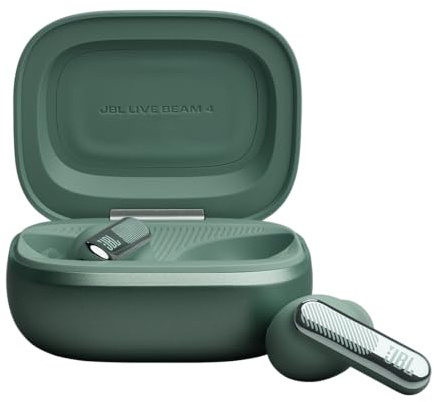JBL Live Beam 4, Trådlösa Bluetooth‑Hörlurar, Grön | 48 Timmars Batteritid, True Adaptive Noise Cancelling och JBL Signature Sound, IP55 Vattentåliga, Smart Laddningsfodral