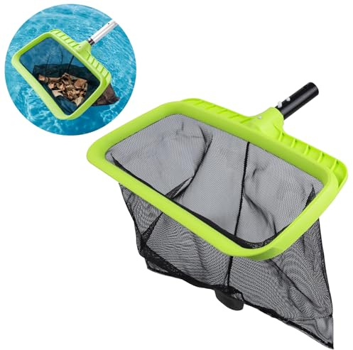 Huanmin Retino Fondo Piscina PRO 46,5×36,5×35 cm, Rete Profonda a Maglia Fine Doppio Strato, Retino Raccogli Foglie Piscina, Telaio Rinforzato, capacità 5 kg, per Piscina Spa Laghetto, Senza Asta