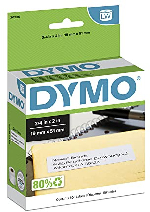 DYMO Authentic LW Return Address Labels DYMO Labels for LabelWriter Label Printers White 3/4 x 2 1 Roll of 500