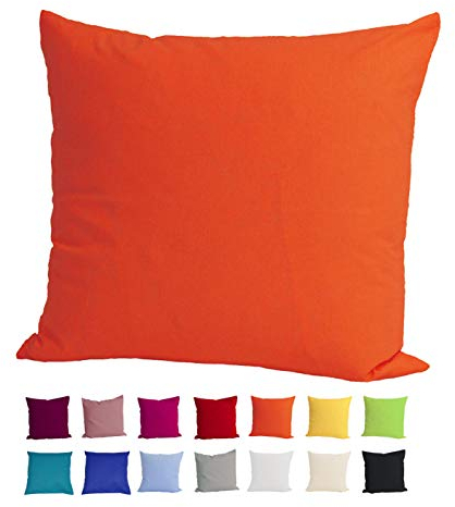 beties Basic Kissenbezug ca. 80x80 cm Kissenhülle 100% Baumwolle in vielen fröhlichen Uni-Farben (orange)