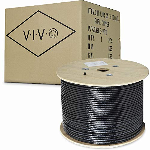 VIVO Black 305m Bulk Cat6, Full Copper Ethernet Cable, 23 AWG, Cat-6 Wire, Waterproof, Outdoor, Direct Burial (CABLE-V010)