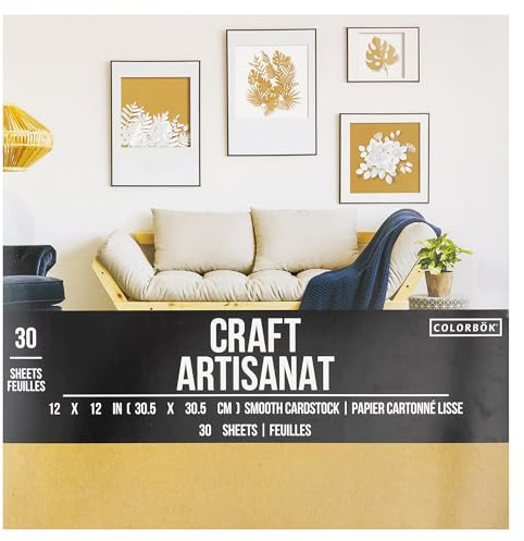 Colorbok Kraft Paper 12x12, 30 Sheets - 20lb Brown Copy Paper - Smooth Double Sided Cardstock for Crafts, Scrapbooking, and DIY Gift Wrap
