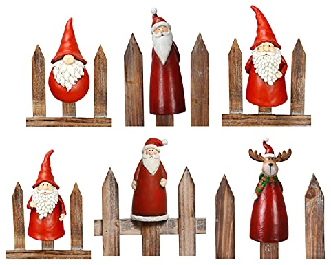 NETPROSHOP Zaunhocker Zaunfigur Nikolaus Weihnachtsmann und Co., H: 17-20cm versch Designs, Auswahl:Elch