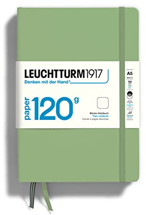 LEUCHTTURM1917 364426 Notizbuch 120g/m² Paper Edition, Hardcover, Medium (A5), Salbei, blanko