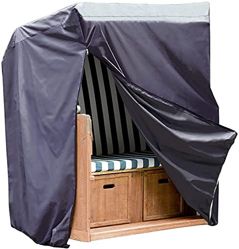 MISSFOX Funda protectora para sillón de playa, resistente al invierno, impermeable, de tejido Oxford, resistente a desgarros y rayos UV, 135 x 105 x 170/135 cm