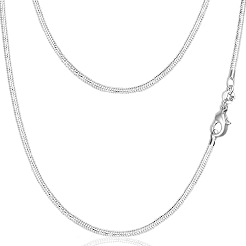 Gicko Schlangenkette Sterlingsilber 925 - Breite 1 mm - Feine Silberkette in Verschiedenen Längen : 40,45,50,55,60 cm Halskette für Damen - Damenkette(50)