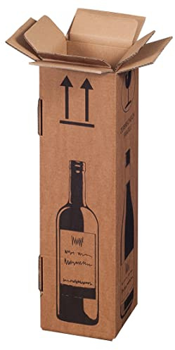 karton-billiger | Carton d'expédition bouteilles Carton à vin Expédition bouteilles Certificat PTZ, certifié DPD, Hermes, UPS, 8 tailles | 1-12 bouteilles (20, 1 bouteille de vin)