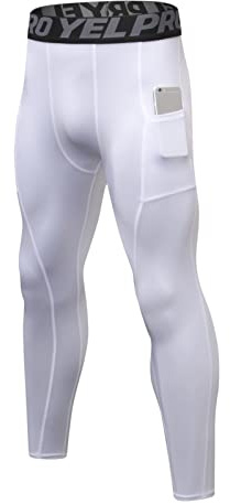 Ruowuhen Kompressionsbyxor för män med fickor, sportleggings, löparbyxor, snabbtorkande fitness, funktionella underbyxor, tights