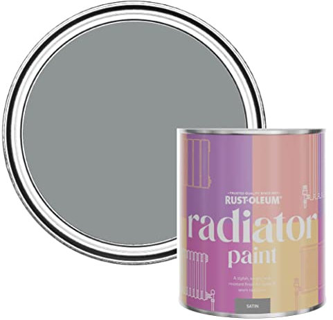 Rust-Oleum Mid-Grey Heat Resistant Radiator Paint in Satin Finish - Mid-Anthracite 750ml
