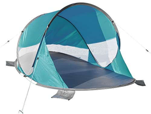 Refugio de playa XL Pop Up – Tienda de playa para 2 – 3 personas – Protección solar y contra el viento – Protección UV 50+ autoajustable – Incluye bolsa de transporte (derecho)