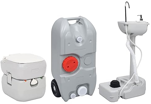 ARKEM Tragbare Campingtoilette Toiletteneimer Mit Deckel Camping mit Waschbecken und Wasserbehälter Bio Toilette