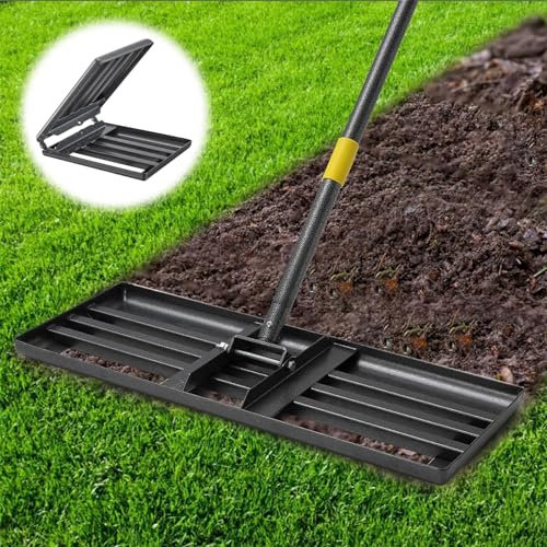 Lawn Leveling Rake, 66x25 cm Leveling Rakes for Lawn Heavy Duty, 5FT Lawn Level Tool Adjustable Handle Lawn Leveler for Yard, Garden