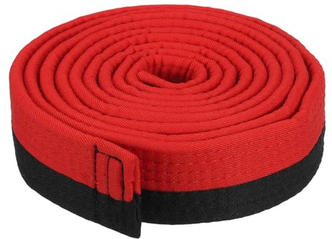 PATIKIL Cinturón de Rango de Taekwondo de Colores, 1.6 x7.2 Pies 2.2 Metros, Cinturón de Poliéster para Artes Marciales Karate para Práctica de Entrenador, Rojo-Negro