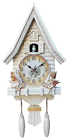 JOMRTS Cuckoo Clocks for Wall,Cuckoo Clocks,Wall Clock,Home Decor Wall Clock Traditional Cuckoo Clock Wall Decor Clock Vintage Cuckoo Clocks Office Decor Gift (White)