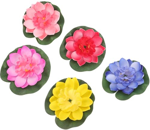 Zerodeko 10cm Schwimmende Blume 5pcs Künstliche Seerosenblätter Eva Simulation Pflanze Keine Bewässerung Benötigt