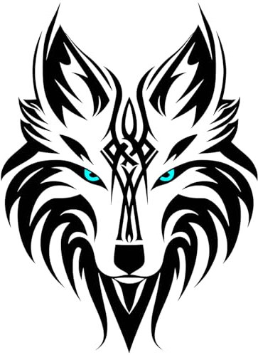 Wolf Tribal Abziehbild-Transfer-Aufkleber. Keltischer Wikinger Autoaufkleber für Motorrad, Notebook, Kühlschrank, Wand, Tür, Mülleimer, Gepäck (Schwarz, 15 cm x 11 cm)