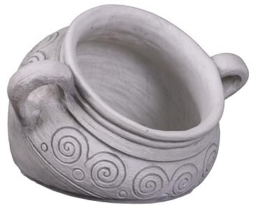 gartendekoapradies.de - Anfora decorativa da giardino con rilievo a spirale, altezza 30 cm, larghezza 45 cm, colore grigio, 8 litri, 15 kg, resistente al gelo per esterni
