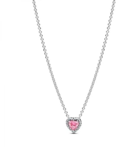 PANDORA Timeless 398425C02-45 Rose Raised Heart Necklace Sterling Silver with Zirconia Size: 45 cm, 45cm, Sterling Silver, Cubic Zirconia