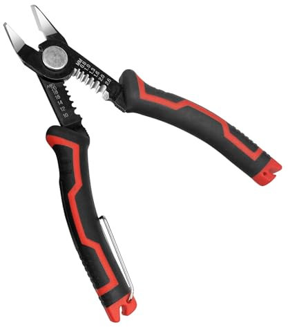 Nicphyn Alicates Pelacables 2 en 1, Pelador de Cables Electricos y Crimpadora, Alicates de Corte Diagonal, para Cortar, Pelar, Tenaza Electricista, con Punta Curva, Resorte Oculto y Mangos Ergonomicos