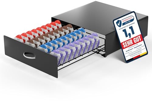 Kapselhalter kompatibel mit Tassimo Kapseln für bis zu 64 Kapseln, Eleganter Kapselspender, Kapselständer kompatibel mit Tassimo Kaffeemaschinen, Ordnung und Stil für Ihre Kaffeestation (Schwarz)