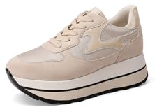QUEEN HELENA Scarpe da Ginnastica Platform Sneakers Alte Donna X33-18 (X33-19 Beige, Sistema Taglie Calzature EU, Adulto, Donna, Numero, Media, 39)