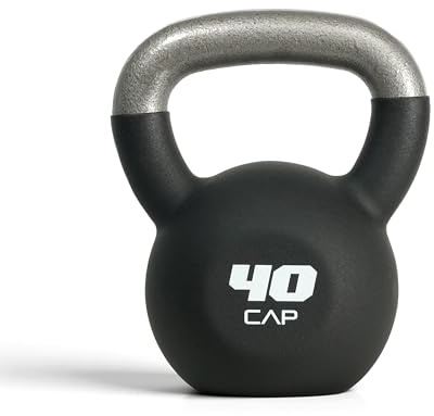 CAP 40 LB Neoprene Coated Cast Iron Kettlebell, Wide Handle, Gray