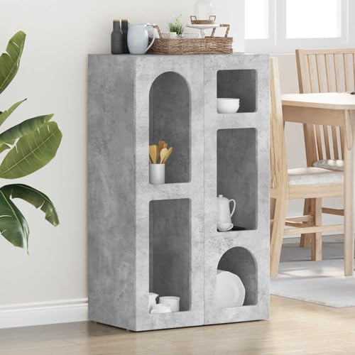 Mandloder Sideboard Beton Grau 59x35x100,5 cm, Holzwerkstoff Anrichte mit Stauraum, Modernes Design für Wohnzimmer, Flur