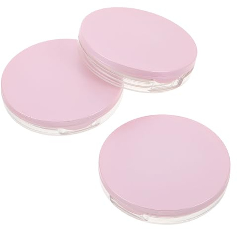 SMASOLO Lot de 3 sets de Poudriers Rechargeables 5 G avec Houppette Boîtiers Compacts Rose avec Miroir Intégré Petits Pots de Poudre Portables pour Maquillage et Voyage