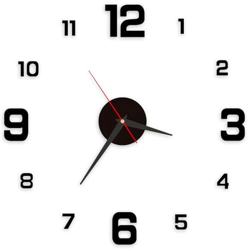 Vernisassize Wanduhr Kleben Groß Modern 3D DIY 40CM Wanduhren zum Kleben Leise und Selbstklebend Wand Uhr Mute Uhr Wandtattoo Dekoration für Wohnzimmer, Schlafzimmer, Küche, Büro wanduhr kleben